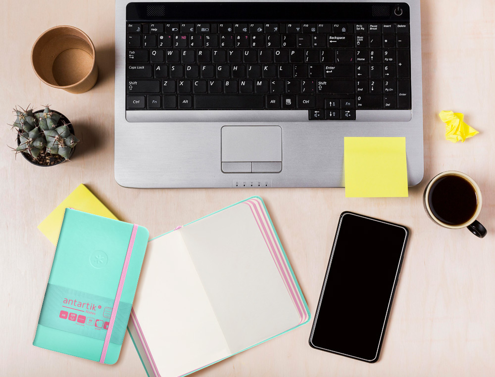 CARNET FERMETURE ELASTIQUE ROSE ANTARTIK NOTES COUVERTURERIGIDE A6 LIGNE 100 FEUILLES  80GR FSC COLORIS TURQUOISE