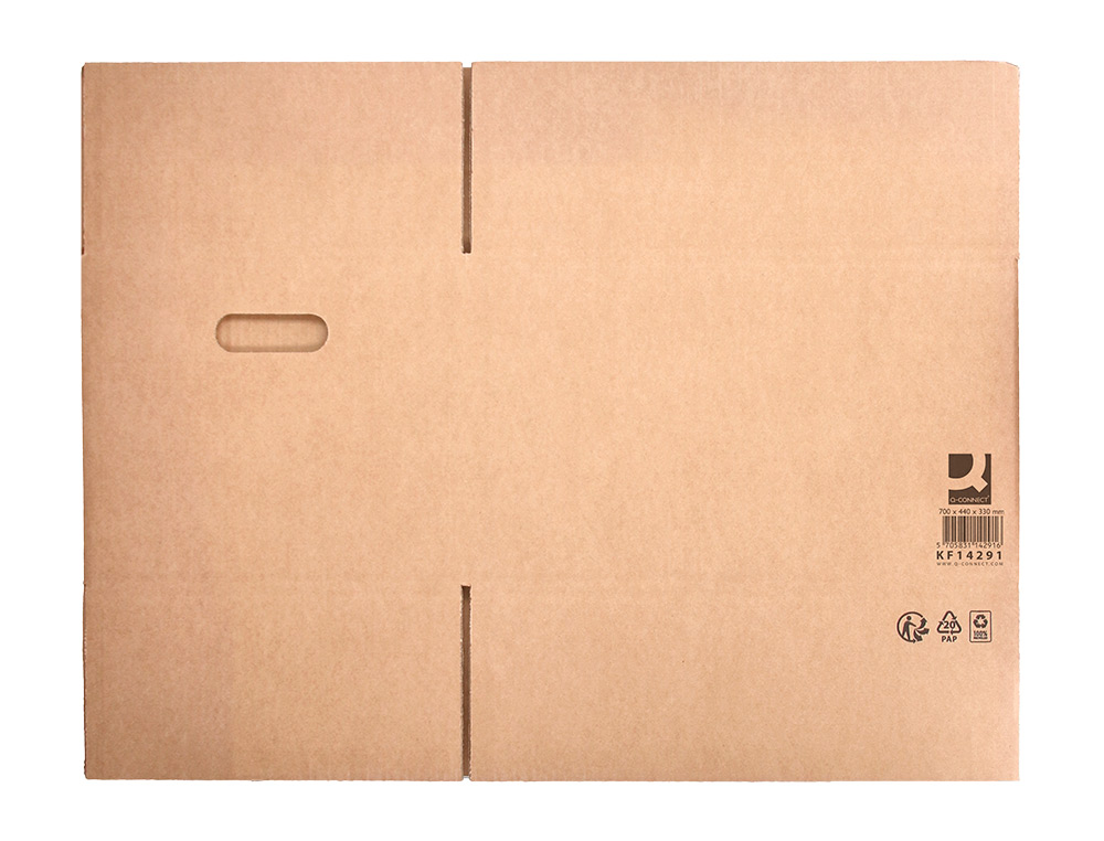 CAISSE AMERICAINE Q-CONNECT ULTRA-RESISTANTE AVEC POIGNEES DOUBLE CANNELURE 7MM 700X440X330MM COLORIS KRAFT