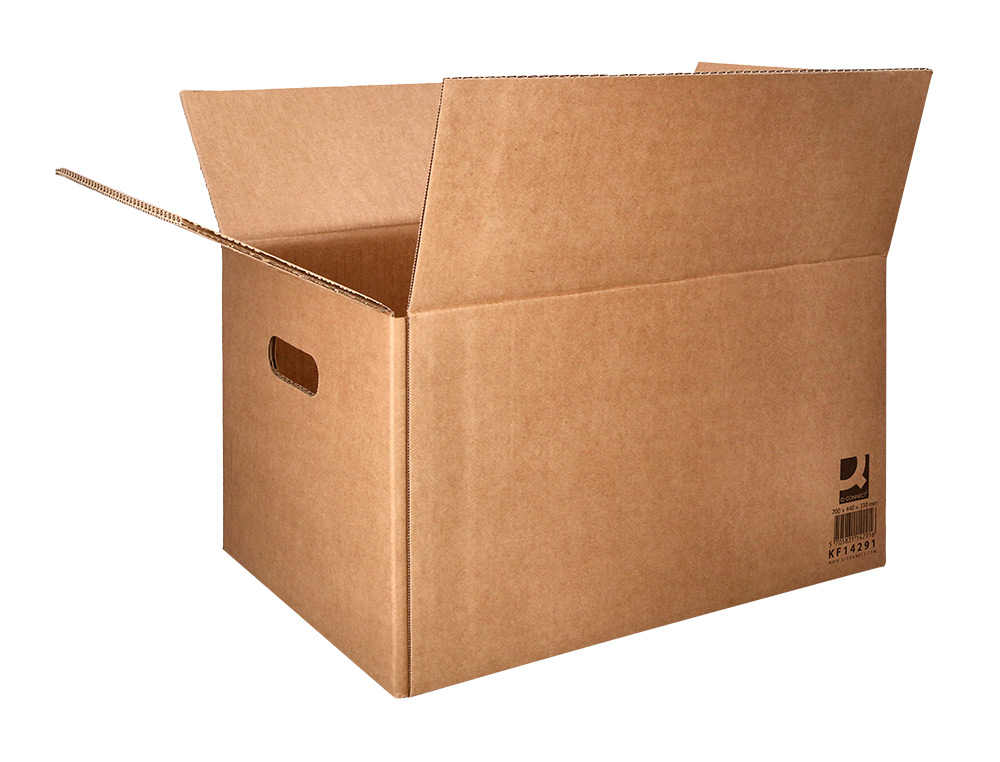 CAISSE AMERICAINE Q-CONNECT ULTRA-RESISTANTE AVEC POIGNEES DOUBLE CANNELURE 7MM 700X440X330MM COLORIS KRAFT