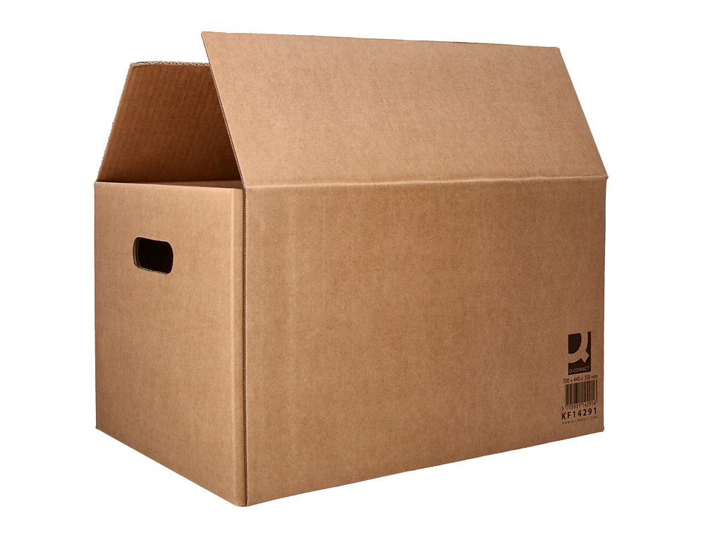 CAISSE AMERICAINE Q-CONNECT ULTRA-RESISTANTE AVEC POIGNEES DOUBLE CANNELURE 7MM 700X440X330MM COLORIS KRAFT