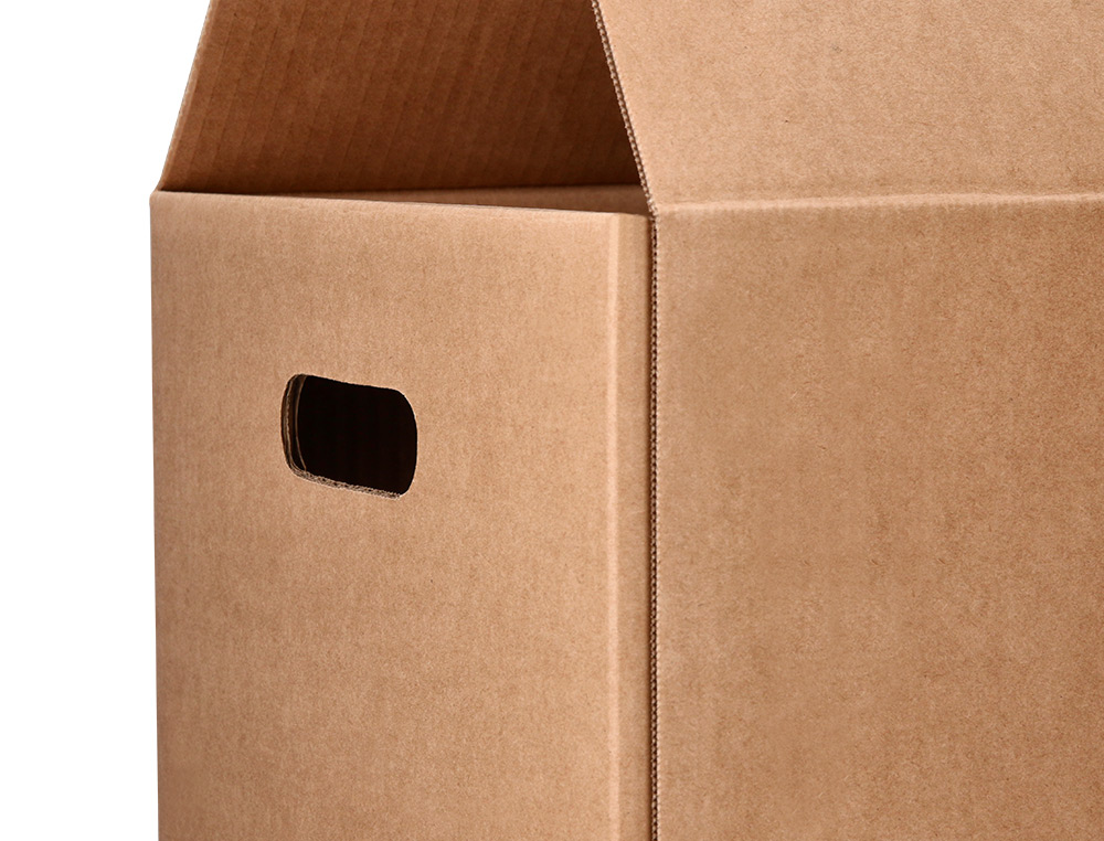 CAISSE AMERICAINE Q-CONNECT ULTRA-RESISTANTE AVEC POIGNEES DOUBLE CANNELURE 7MM 700X440X330MM COLORIS KRAFT