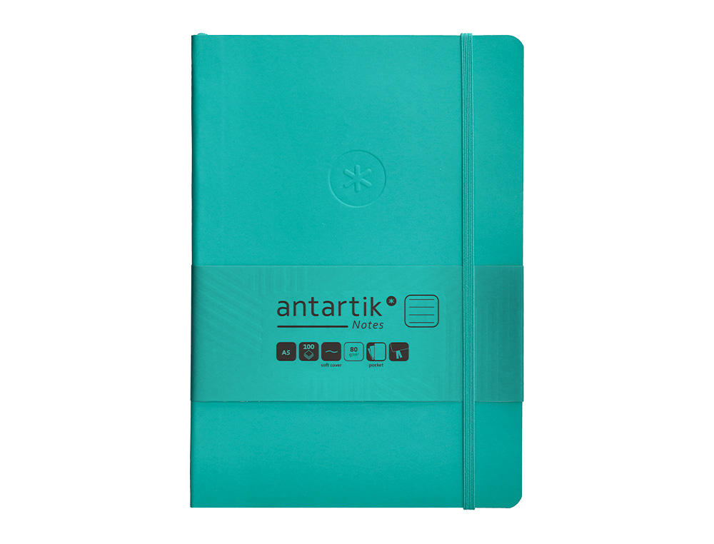 CARNET FERMETURE ELASTIQUE ANTARTIK NOTES COUVERTURE SOUPLE A5 LIGNE 100 FEUILLES 80GR FSC COLORIS VERT MENTHE