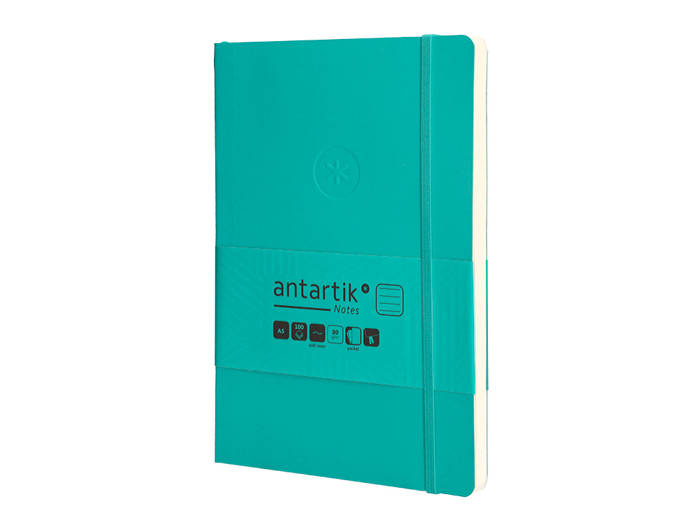 CARNET FERMETURE ELASTIQUE ANTARTIK NOTES COUVERTURE SOUPLE A5 LIGNE 100 FEUILLES 80GR FSC COLORIS VERT MENTHE