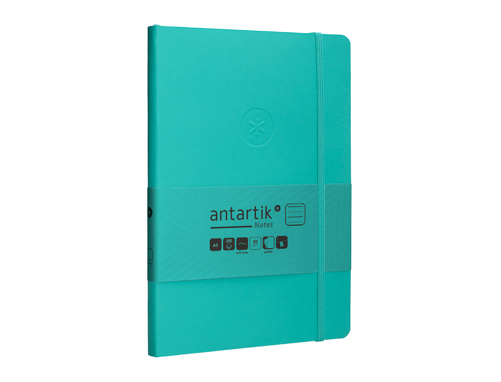 CARNET FERMETURE ELASTIQUE ANTARTIK NOTES COUVERTURE SOUPLE A5 LIGNE 100 FEUILLES 80GR FSC COLORIS VERT MENTHE
