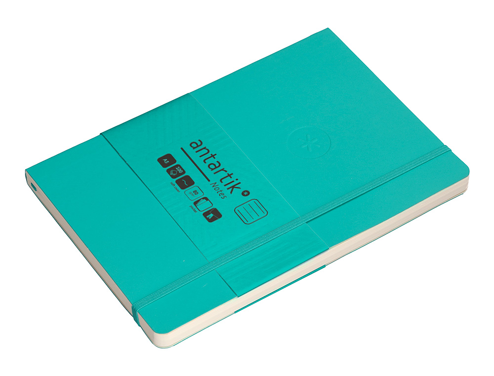 CARNET FERMETURE ELASTIQUE ANTARTIK NOTES COUVERTURE SOUPLE A5 LIGNE 100 FEUILLES 80GR FSC COLORIS VERT MENTHE