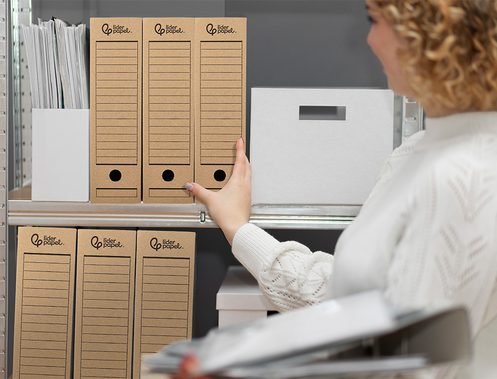 BOITE A ARCHIVES LIDERPAPEL CARTON RECYCLE 325G/M2 DOS    116MM KRAFT 388X116X275MM