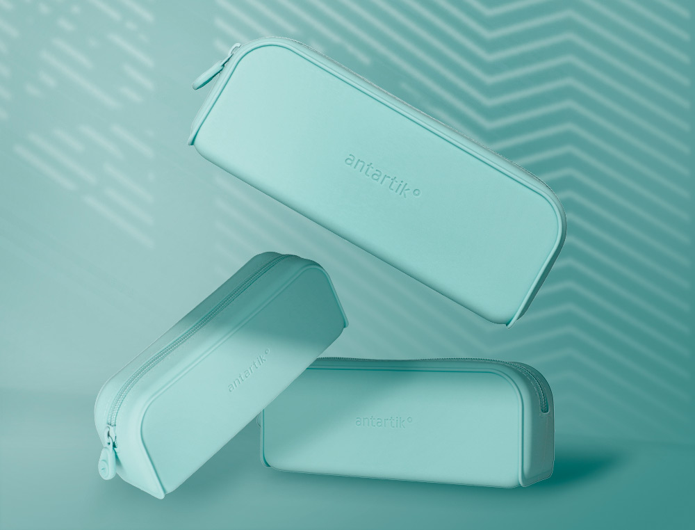 FOURRE-TOUT ANTARTIK RECTANGULAIRE 1 COMPARTIMENT EN SILICONE MODELE PRISMA 185X50X75MM COLORIS VERT