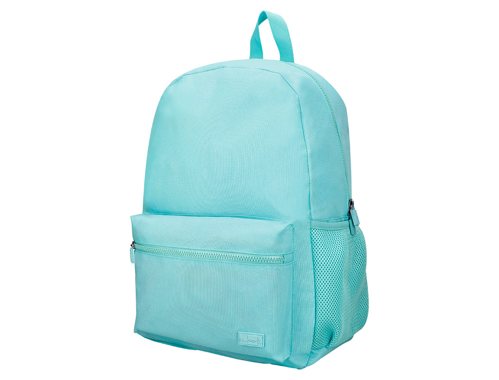 SAC A DOS LIDERPAPEL 1 COMPARTIMENT POCHE LATERALE 40X12,5X30CM COLORIS BLEU CELESTE