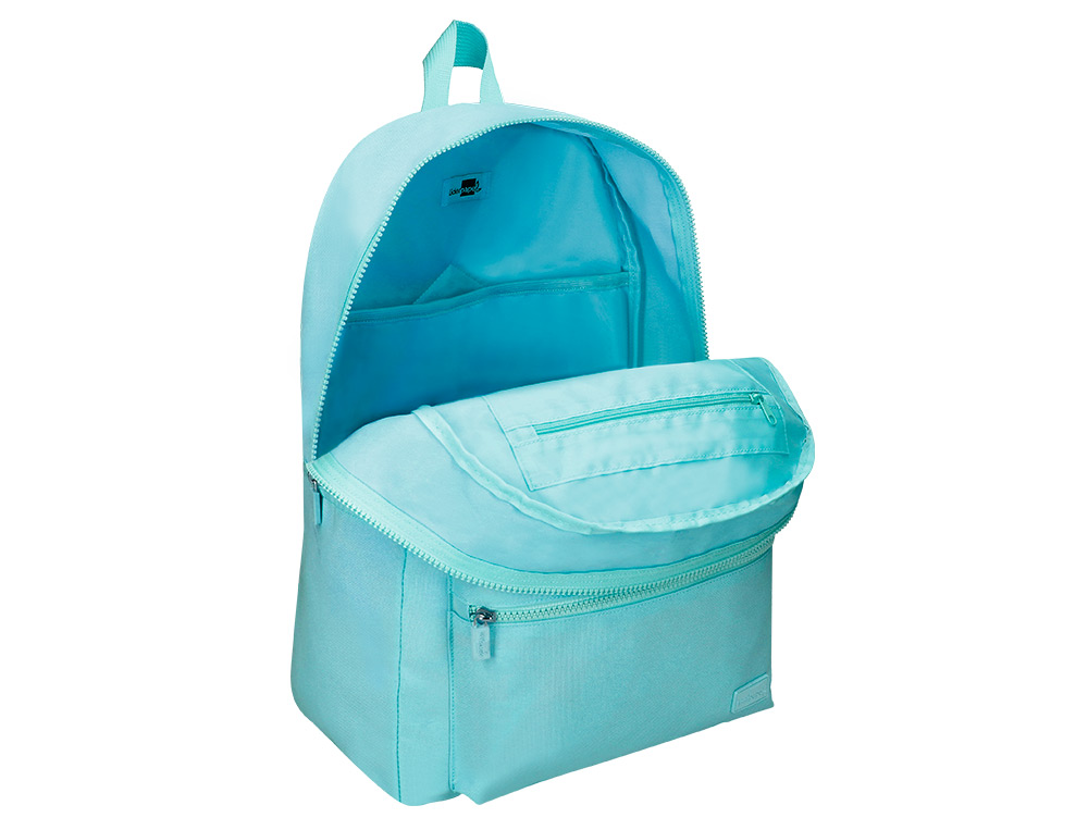SAC A DOS LIDERPAPEL 1 COMPARTIMENT POCHE LATERALE 40X12,5X30CM COLORIS BLEU CELESTE