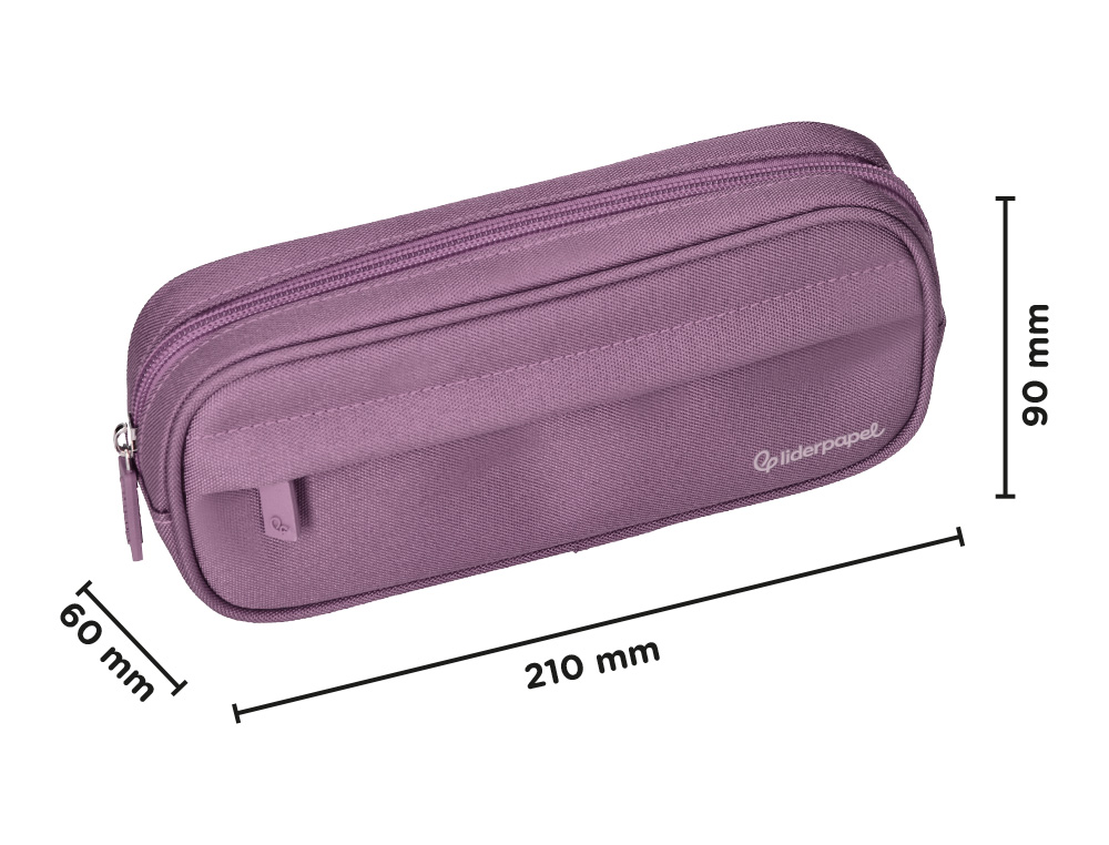FOURRE-TOUT LIDERPAPEL RECTANGULAIRE COINS ARRONDIS  1 COMPARTIMENT AVEC POCHE     AVANT 21X9CM COLORIS MAUVE