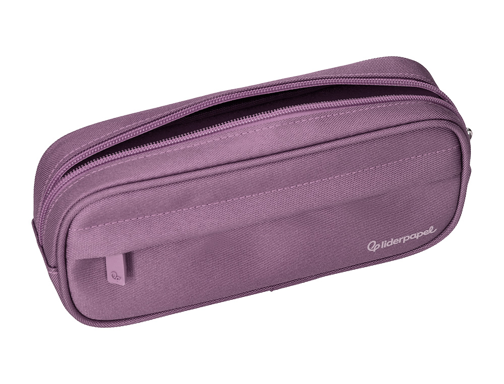 FOURRE-TOUT LIDERPAPEL RECTANGULAIRE COINS ARRONDIS  1 COMPARTIMENT AVEC POCHE     AVANT 21X9CM COLORIS MAUVE