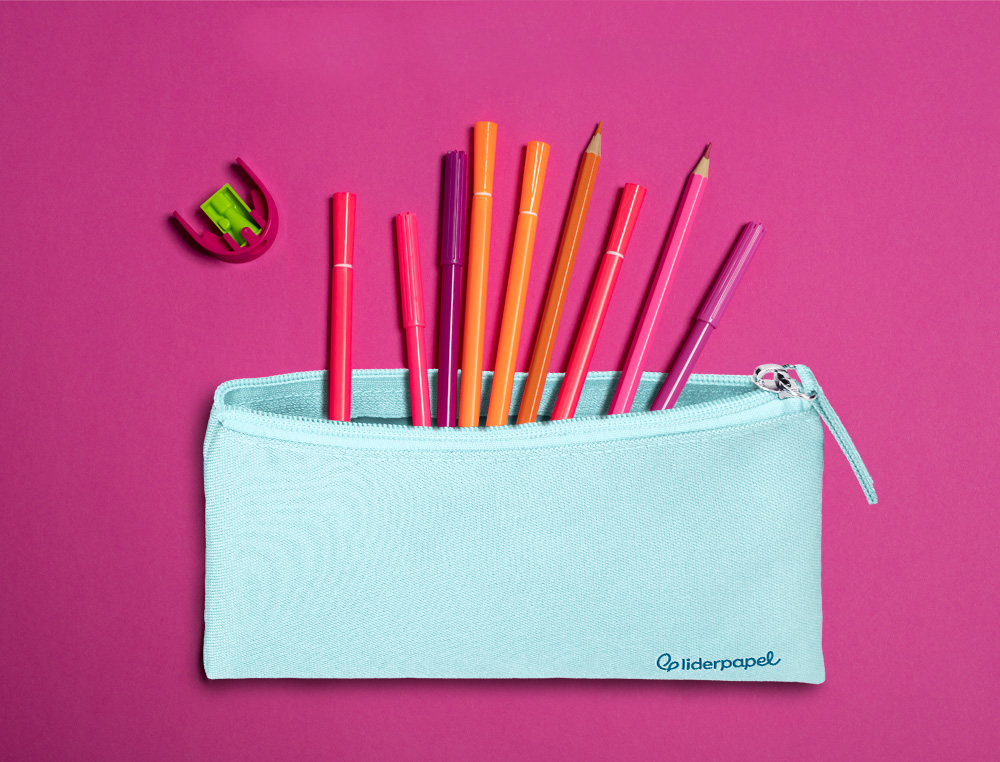 FOURRE-TOUT LIDERPAPEL PLAT 1 COMPARTIMENT 20X10CM COLORIS  BLEU CELESTE