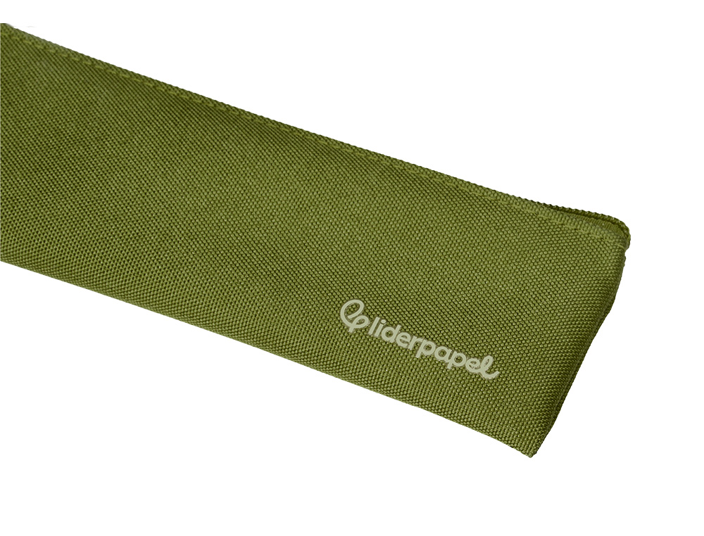 FOURRE-TOUT LIDERPAPEL PLAT MINCE 1 COMPARTIMENT 20X6CM COLORIS VERT MILITAIRE