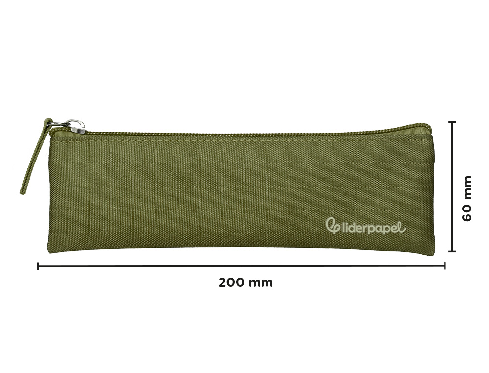 FOURRE-TOUT LIDERPAPEL PLAT MINCE 1 COMPARTIMENT 20X6CM COLORIS VERT MILITAIRE