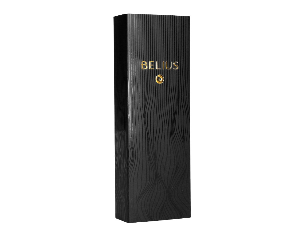 STYLO-PLUME BELIUS NEPTUNO CORPS ALUMINIUM TEXTURE WAVY ENCRE BLEUE COLORIS BLEU MARINE BOITE DESIGN