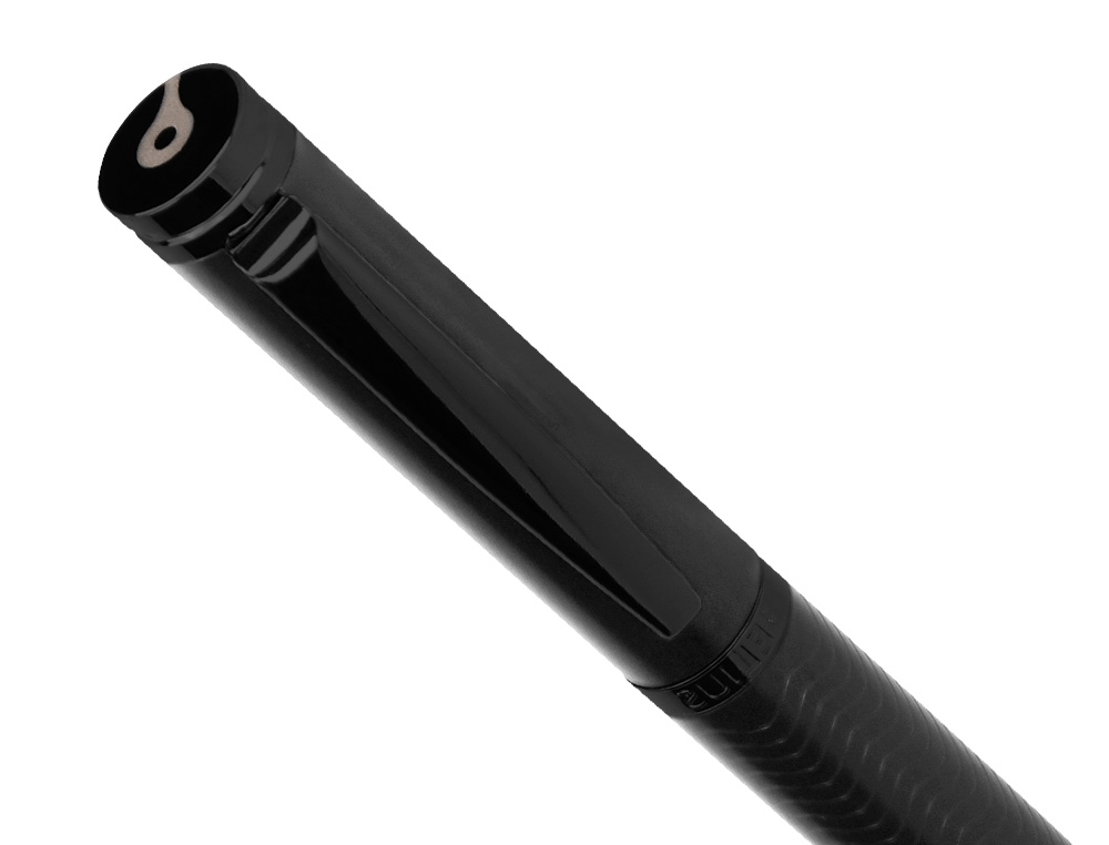 STYLO-PLUME BELIUS NEPTUNO CORPS ALUMINIUM TEXTURE WAVY ENCRE BLEUE COLORIS BLEU MARINE BOITE DESIGN