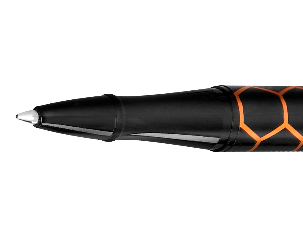 STYLO-BILLE BELIUS LEGACY ALUMINIUM ENCRE BLEUE DESIGN  HEXAGONE ORANGE CORPS NOIR    BOITE DESIGN