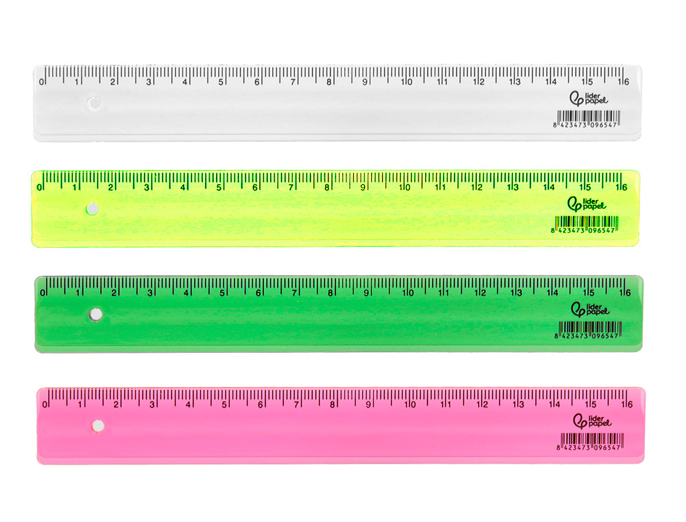 REGLE LIDERPAPEL PLASTIQUE 16 CM COLORIS ASSORTIS POT 100   UNITES