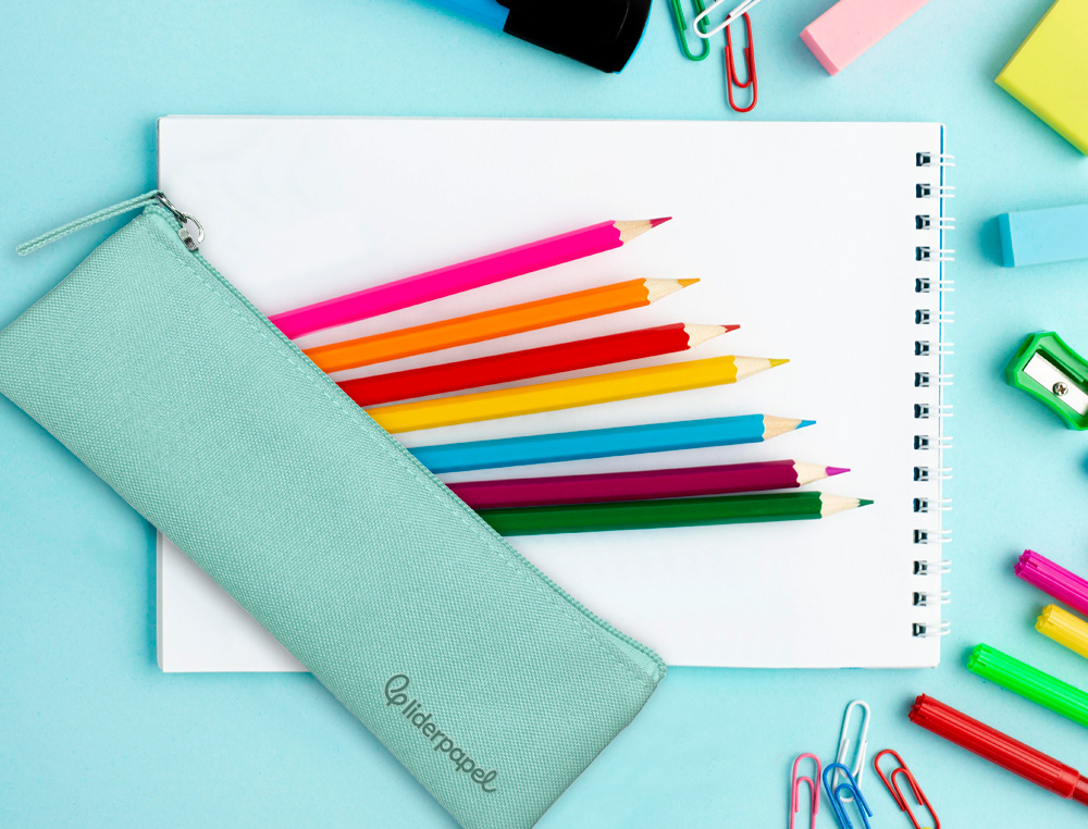 FOURRE-TOUT LIDERPAPEL PLAT MINCE 1 COMPARTIMENT 20X6CM   COLORIS VERT AMANDE