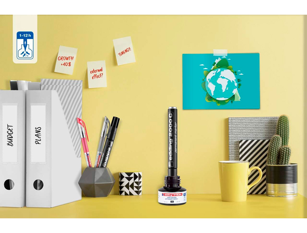 RECHARGE ENCRE EDDING MTK 25 MARQUEUR PERMANENT FLACON     25ML COLORIS NOIR