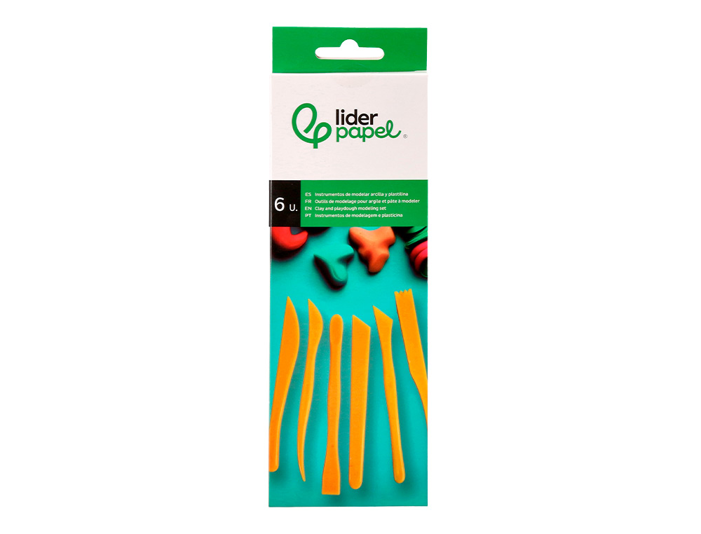 USTENSILES LIDERPAPEL POUR PATE A MODELER ET ARGILE SET 6 PIECES ASSORTIES