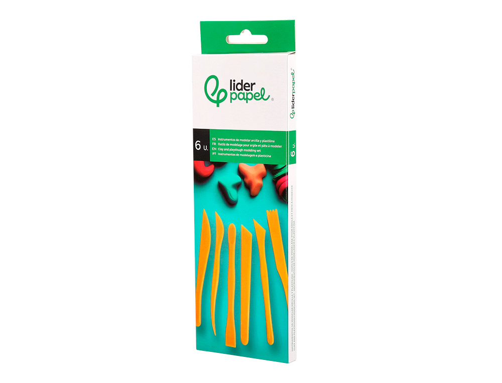 USTENSILES LIDERPAPEL POUR PATE A MODELER ET ARGILE SET 6 PIECES ASSORTIES