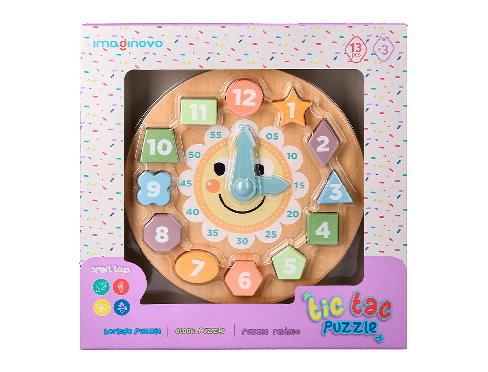 JEU ENFANT IMAGINOVO HORLOGE BOIS +3 ANS 13 PIECES         29X29X3,5 CM