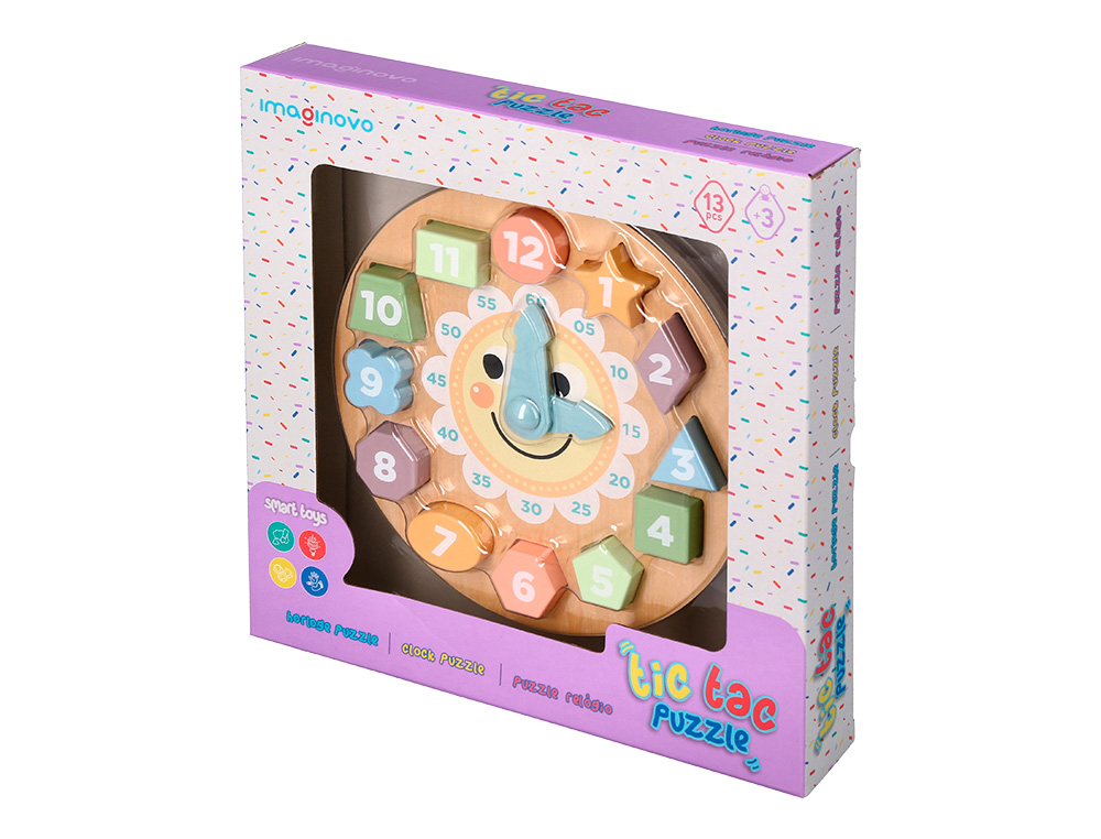 JEU ENFANT IMAGINOVO HORLOGE BOIS +3 ANS 13 PIECES         29X29X3,5 CM