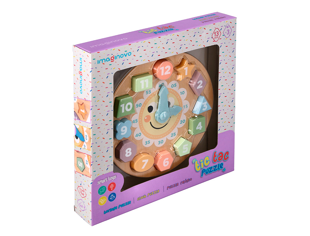 JEU ENFANT IMAGINOVO HORLOGE BOIS +3 ANS 13 PIECES         29X29X3,5 CM