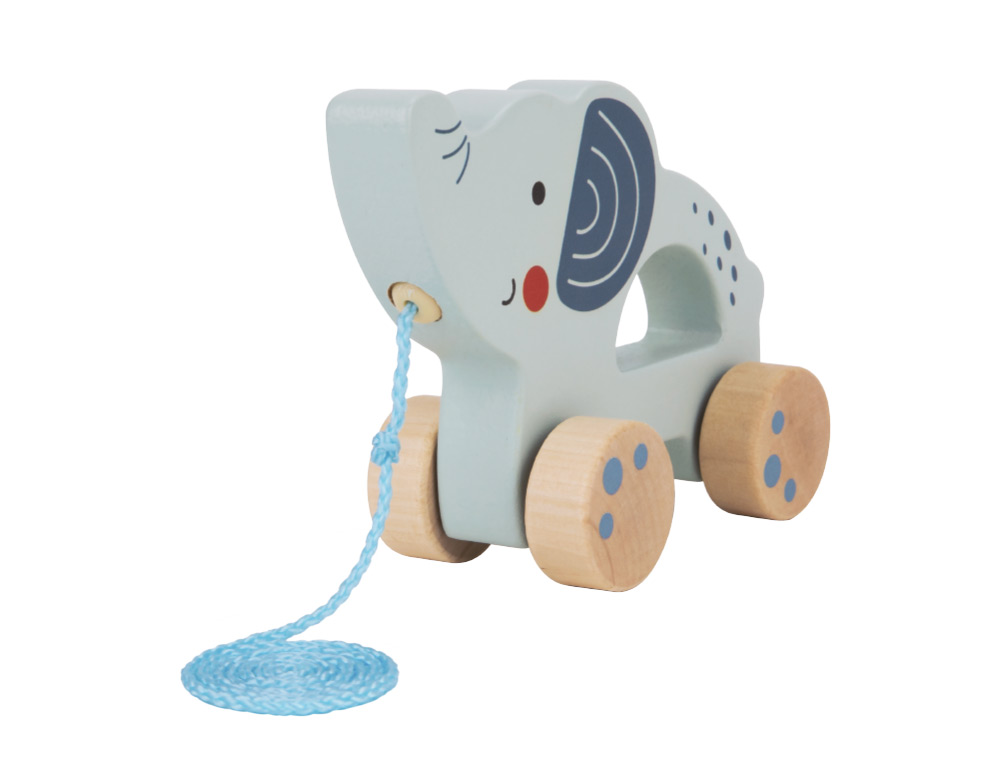 JEU ENFANT IMAGINOVO ELEPHANT A TIRER AVEC ROUES BOIS +12   MOIS 13,4X10X5,4 CM