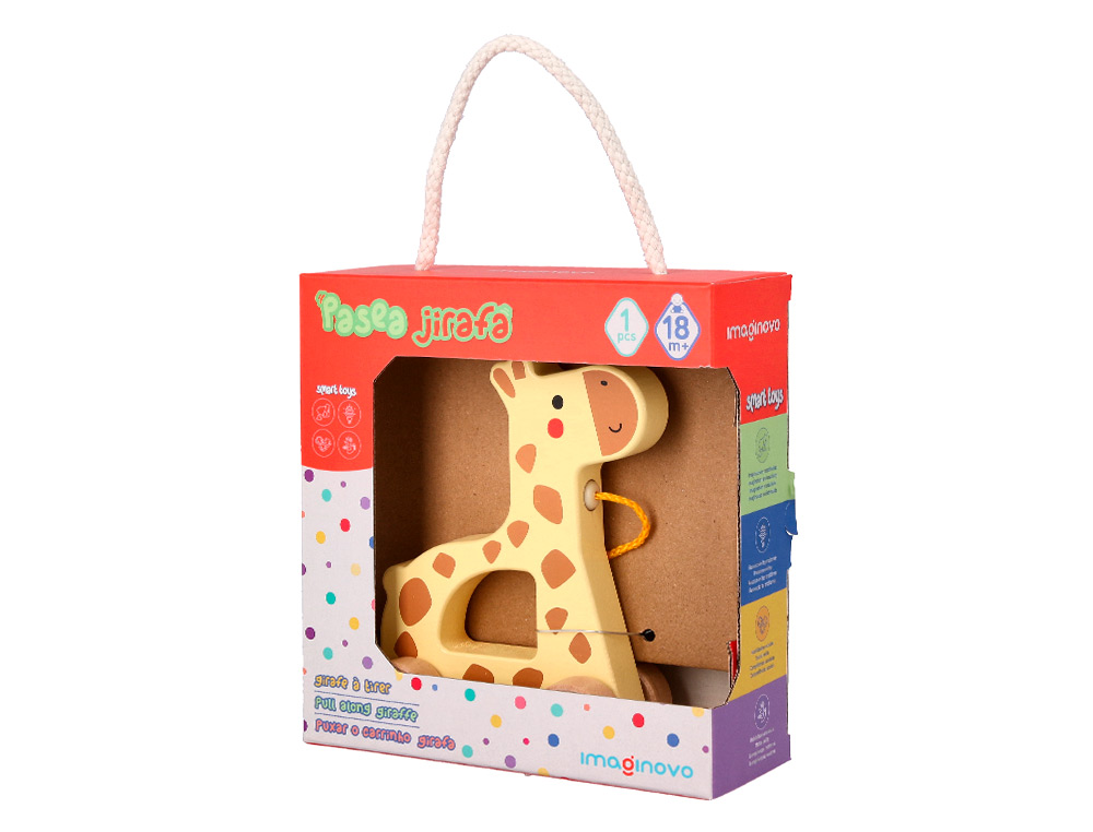 JEU ENFANT IMAGINOVO GIRAFE A TIRER AVEC ROUES BOIS +12     MOIS 16X12X5,4 CM