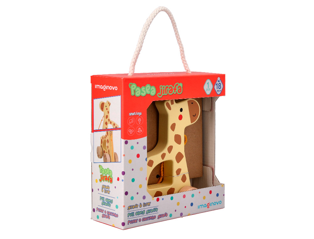 JEU ENFANT IMAGINOVO GIRAFE A TIRER AVEC ROUES BOIS +12     MOIS 16X12X5,4 CM