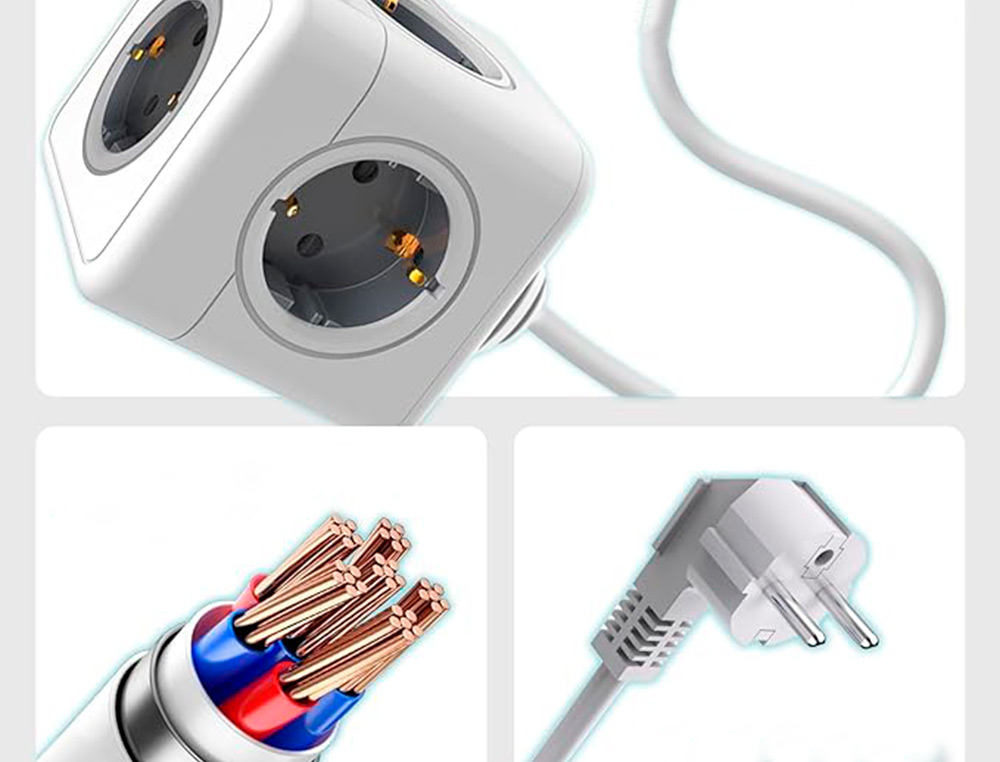MULTIPRISE Q-CONNECT POWER CUBE 5 EN 1 CABLE 1,4M 5      PRISES COURANT 75X75X112 MM