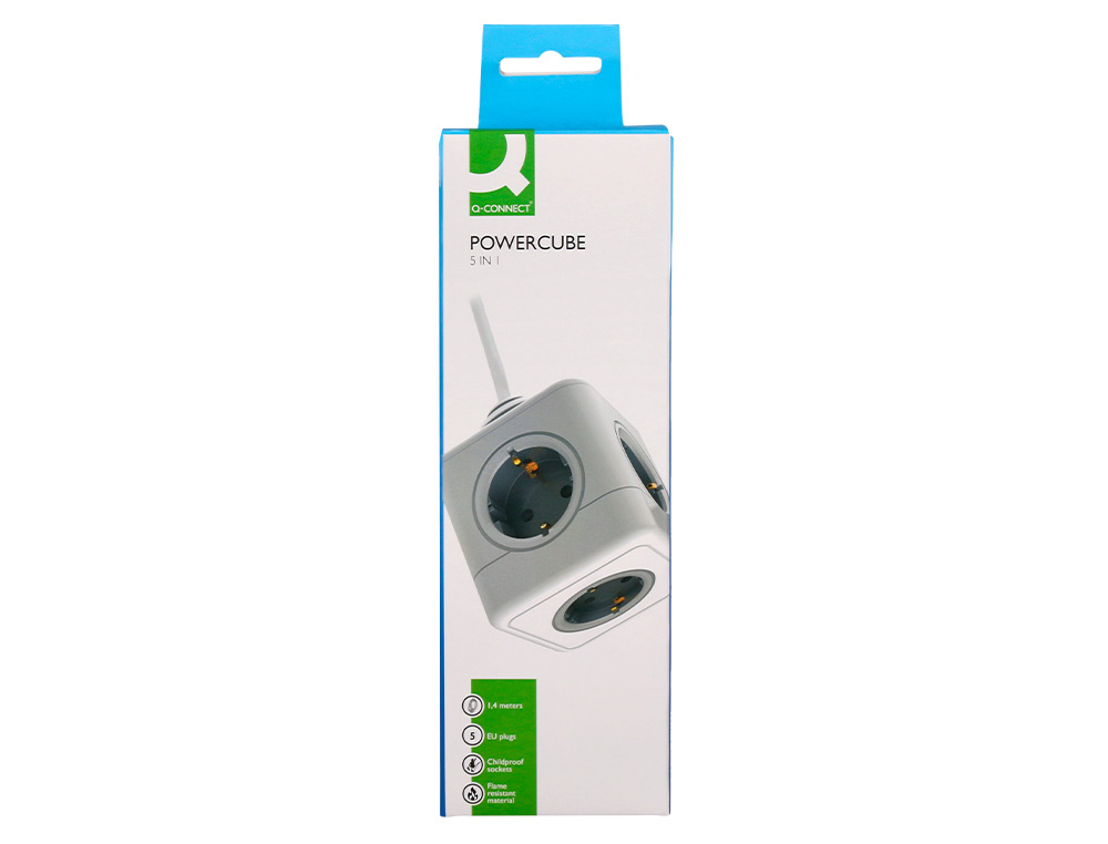 MULTIPRISE Q-CONNECT POWER CUBE 5 EN 1 CABLE 1,4M 5      PRISES COURANT 75X75X112 MM