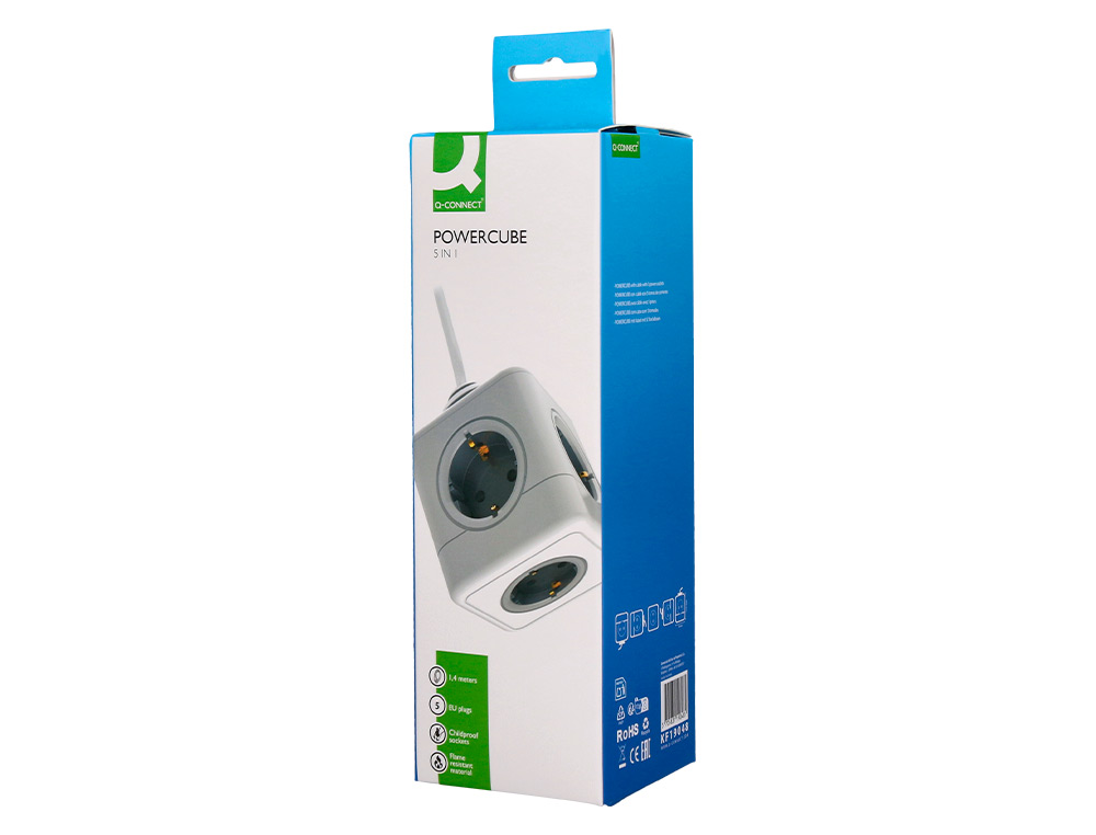 MULTIPRISE Q-CONNECT POWER CUBE 5 EN 1 CABLE 1,4M 5      PRISES COURANT 75X75X112 MM