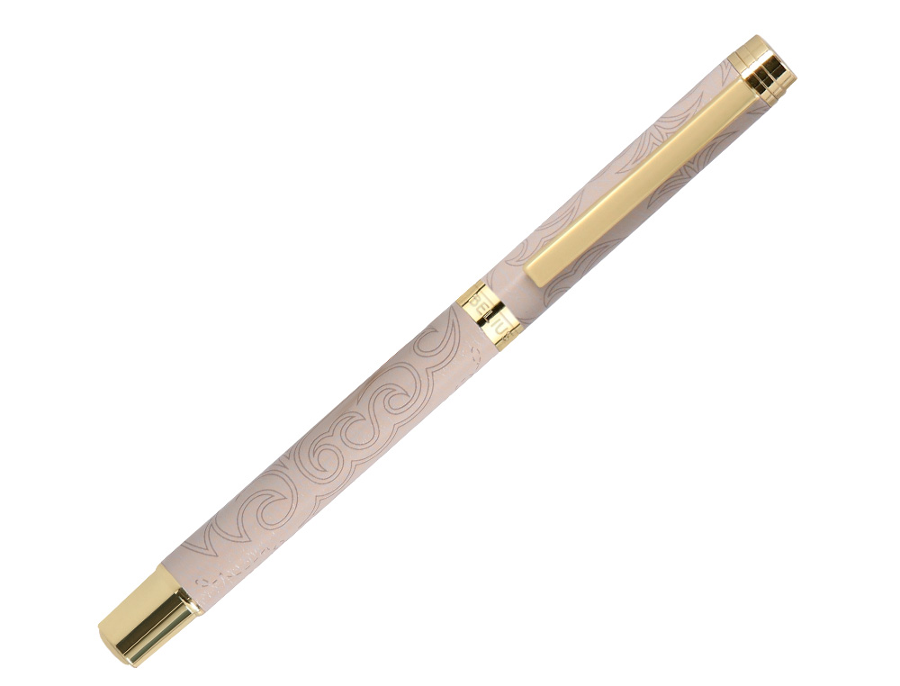STYLO-BILLE BELIUS WILD WEST ALUMINIUM ENCRE NOIRE ATTRIBUTS DORES COLORIS BEIGE COFFRET DESIGN
