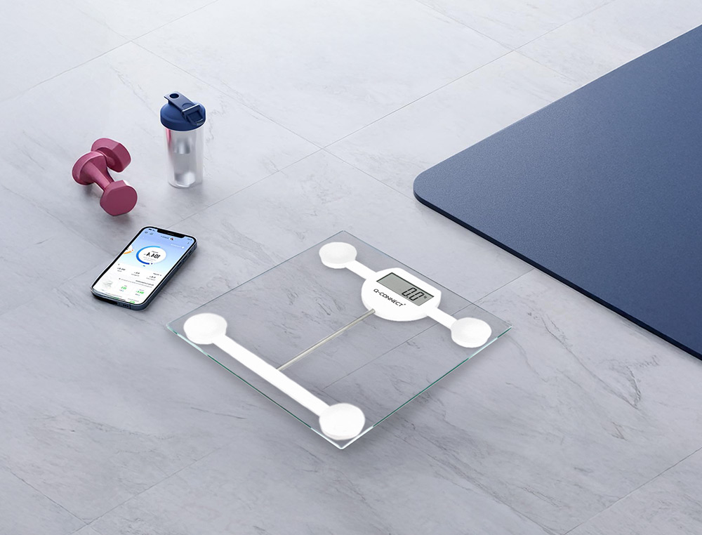 BALANCE SALLE DE BAIN Q-CONNECT NUMERIQUE ECRAN LCD 75X31MM COLORIS TRANSPARENT