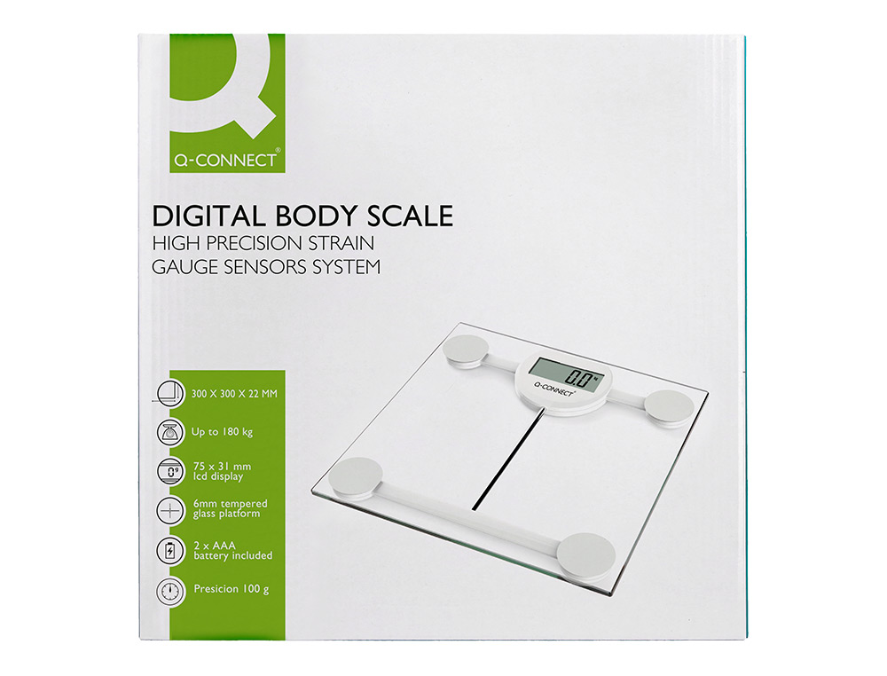 BALANCE SALLE DE BAIN Q-CONNECT NUMERIQUE ECRAN LCD 75X31MM COLORIS TRANSPARENT