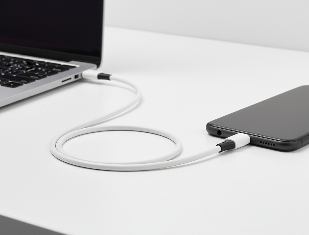 CABLE Q-CONNECT USB-C VERS USB-C PVC LONGUEUR 3M COLORIS BLANC