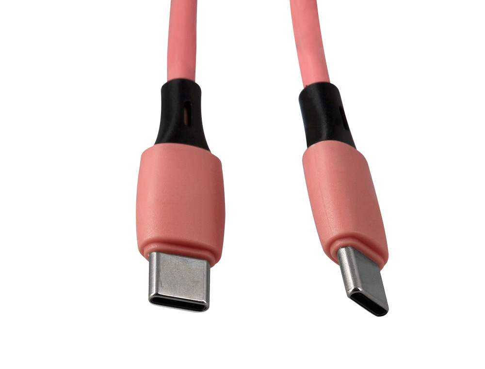 CABLE Q-CONNECT USB-C VERS USB-C PVC LONGUEUR 2M COLORIS ROSE