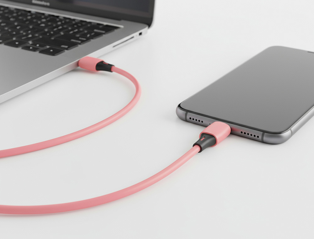 CABLE Q-CONNECT USB-C VERS USB-C PVC LONGUEUR 2M COLORIS ROSE