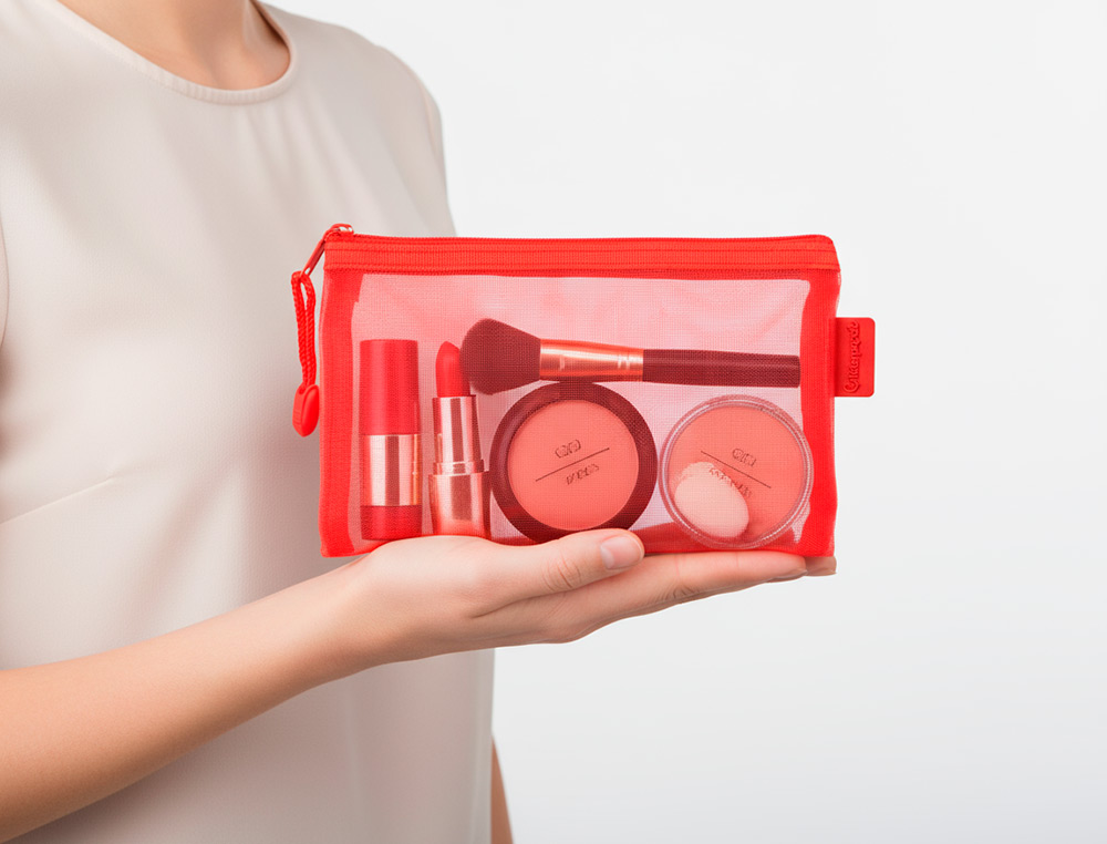 POCHETTE ZIP LIDERPAPEL A6 MULTIUSAGE FERMETURE ECLAIR   POLYESTER TRANSPIRABLE        COLORIS ROUGE