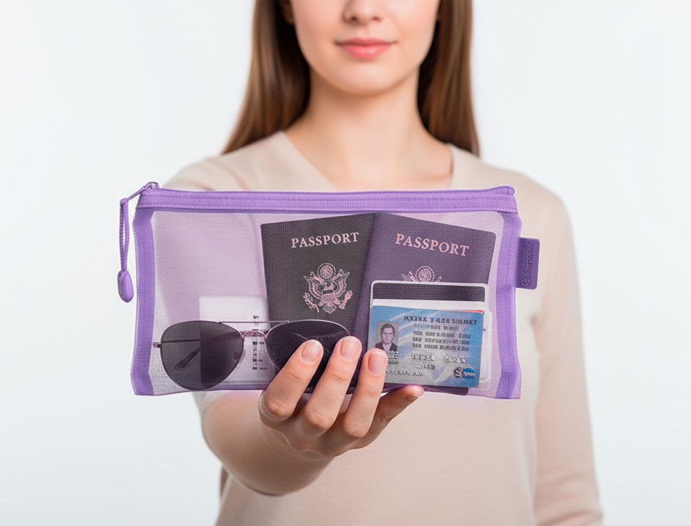 POCHETTE ZIP LIDERPAPEL MULTIUSAGE FORMAT TICKET 230X115MM FERMETURE ECLAIR POLYESTER TRANSPIRABLE