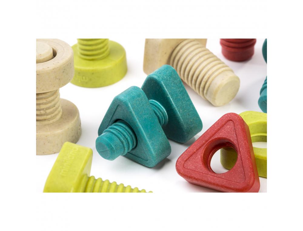 LOT DE VIS ET BOULONS ECO CONÃUS MINILAND FIBRE PLASTIQUE ET BOIS 100% RECYCLEBLE 24 PIECES ET 4