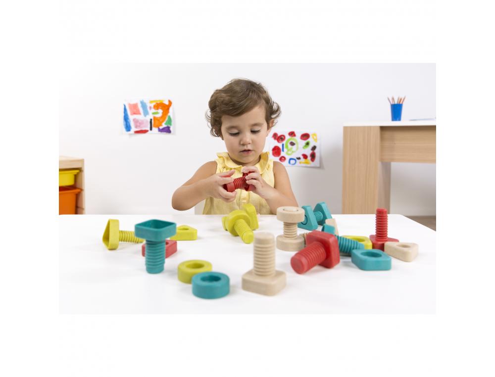 LOT DE VIS ET BOULONS ECO CONÃUS MINILAND FIBRE PLASTIQUE ET BOIS 100% RECYCLEBLE 24 PIECES ET 4