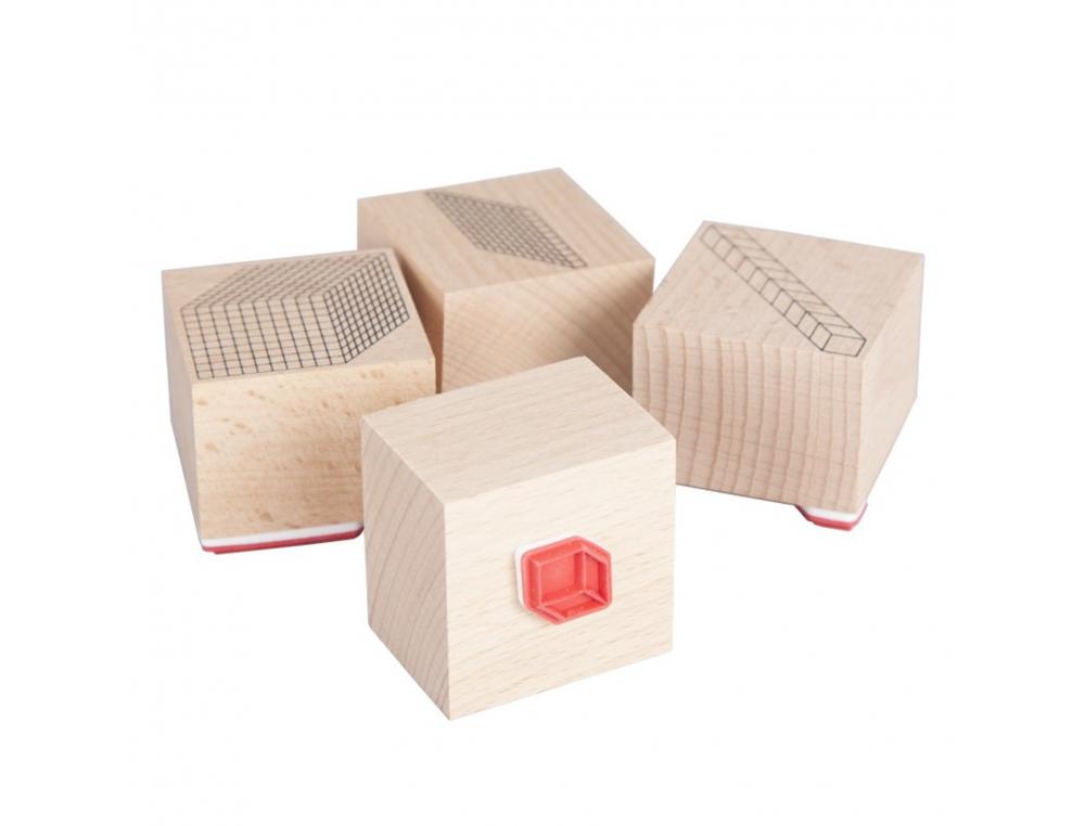 BASE 10 AKROS TAMPONS DE DECOMPOSITION EN BOIS         NUMERIQUE TOUT TYPE D ENCRE 4 UNITES DIZAINES CENTAINES ET