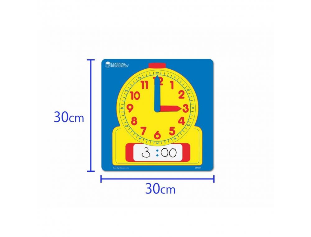HORLOGES POLYPRO LEARNING RESOURCES GRANDE HORLOGE      ANALOGIQUE ET NUMERIQUE       EFFACABLE 30X30 CM