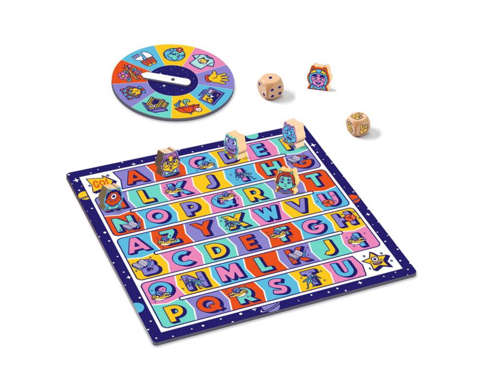 FRANCAIS DJECO ABC RAPIDO JEU DE VOCALBULAIRE 1 ROUE 1      PLATEAU 6 PIONS 2 A 6 JOUEURS