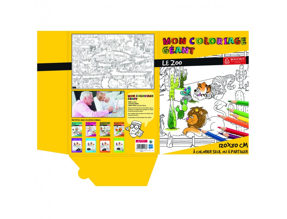 COLORIAGE GEANT BOUCHUT LE ZOO 120X80CM PAPIER 150G      IMPRESSION NOIR
