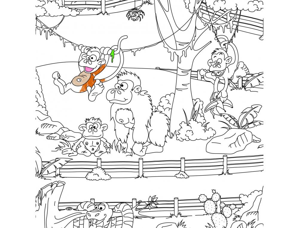 COLORIAGE GEANT BOUCHUT LE ZOO 120X80CM PAPIER 150G      IMPRESSION NOIR